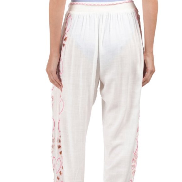 TRINA TURK Lahaina Jogger Cover-up Pants Embroidered Pink Size S NWT - Picture 4 of 12